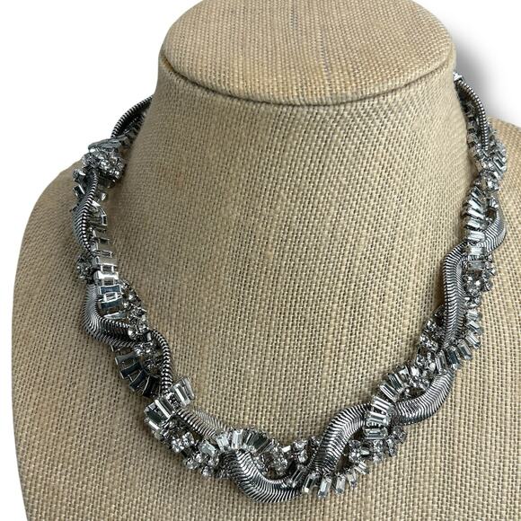 INC International Concepts Crystal & Snake Chain Twisted Collar Necklace - Picture 1 of 10